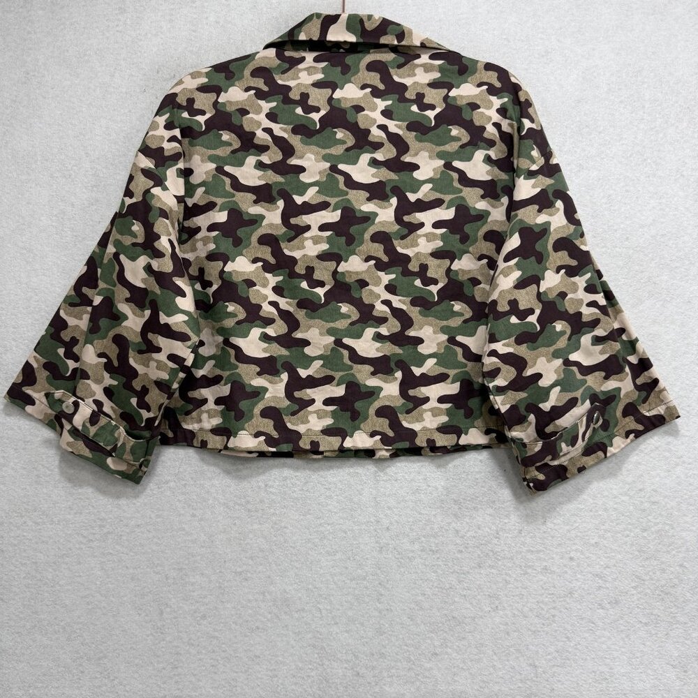 Zara Camo Shirt Skirt Set Womens XS Green Camouflage 2 Piece Military Utility - Picture 7 of 16